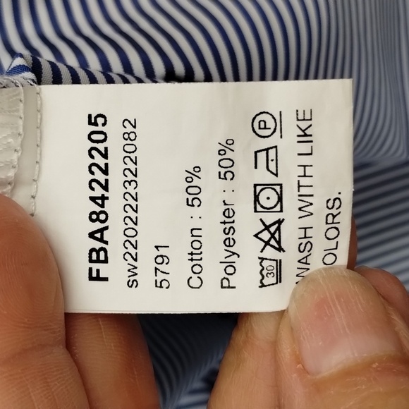 Blue white peasant blouse top striped embroidered boho size XL unbranded - Picture 8 of 8